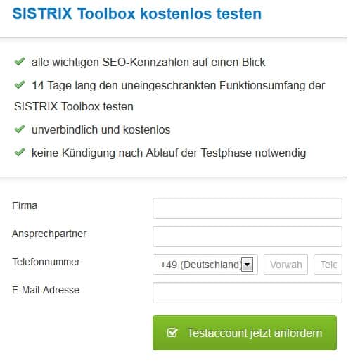 Sistrix-Testaccount