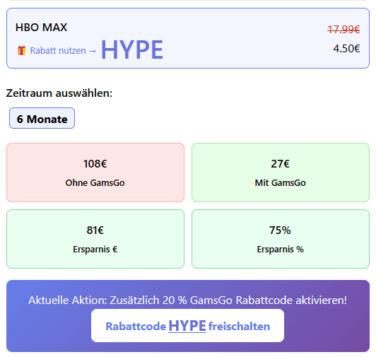 HBO MAX Rabattcode einlösen